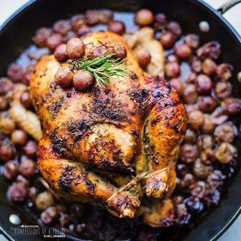 Pollo arrosto con uva....