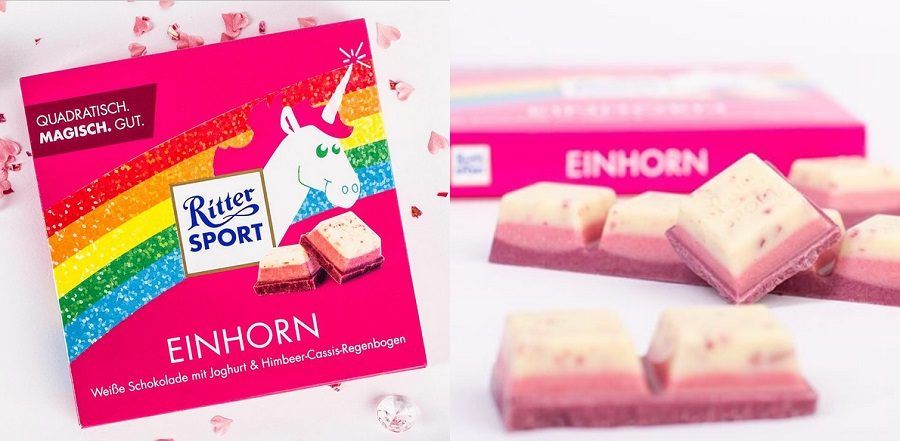 Il cioccolato Ritter Sport al gusto di unicorno