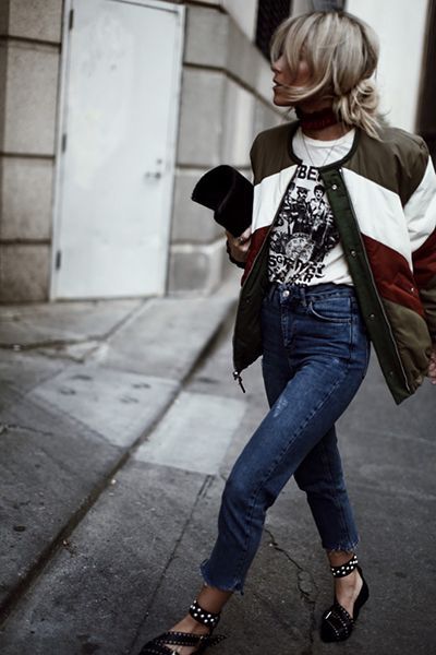 Bomber, jeans e ballerine - Dal blog Happily Grey
