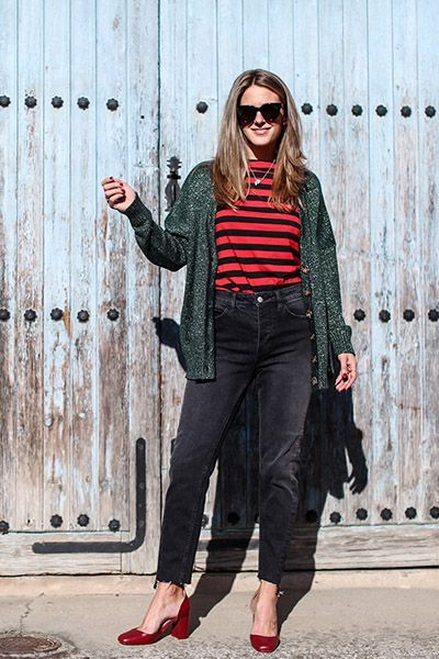 T-shirt a righe e jeans grigi - Dal blog Clochet