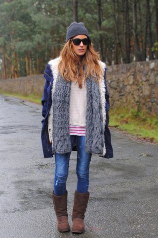 Jeans + parka blu