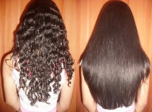 Capelli di una modella prima e dopo il trattamento