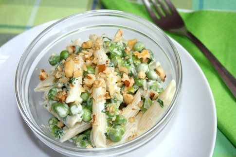 pasta con rucola piselli e noci