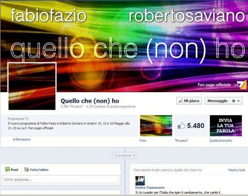 La pagina di facebook di Quello che non ho