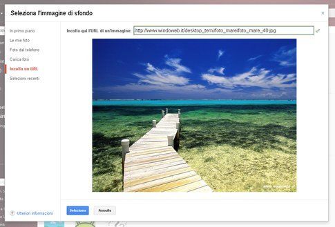 Inserisci URL di una foto online