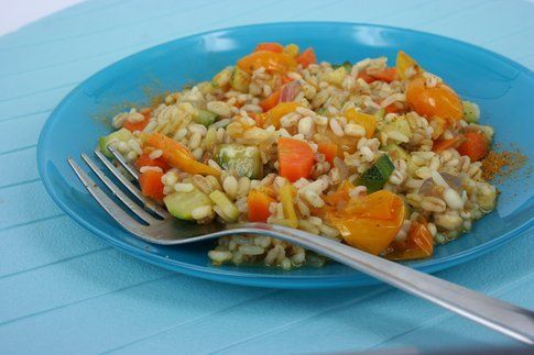 mix di 5 cereali con verdure al curry