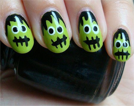 Nail art passo passo: Frankenstein Nails