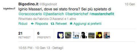 tweet @BigodinoIt entrato anche negli "Epic tweet" di Masterchef