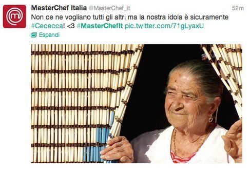 Tweet di @masterchef_it e @stanzaselvaggia su Cececca