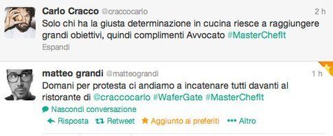 tweet di @matteograndi e @craccocarlo