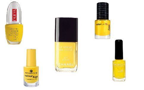 Assortimento di smalti di colore giallo