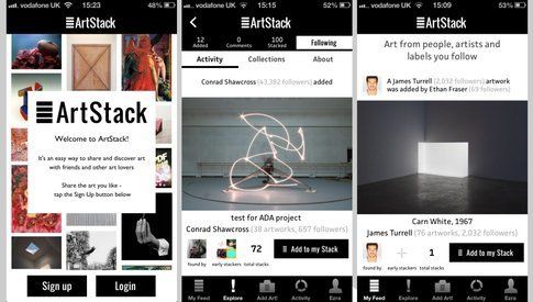La app di Artstack per Iphone