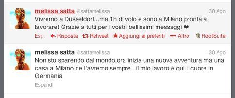 Melissa satta su twitter