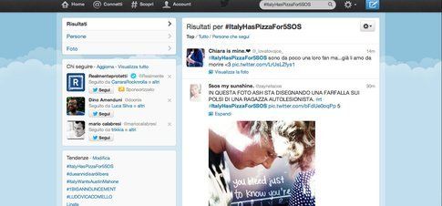 Screenshot del trending topic #ItalyHasPizzaFor5Sos