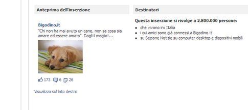 Fb advertising. Fonte: facebook.com/bigodino.it