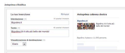 Fb advertising. Fonte: facebook.com/bigodino.it