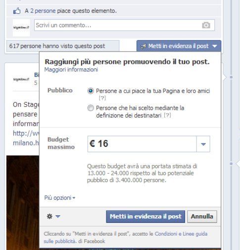 Fb advertising. Fonte: facebook.com/bigodino.it