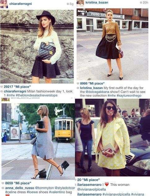 Mfw : cosa si scopre attraverso Instagram - Fonte: @chiaraferragni @kristina_bazan @annadellorusso @ilariasemeraro su Instagram