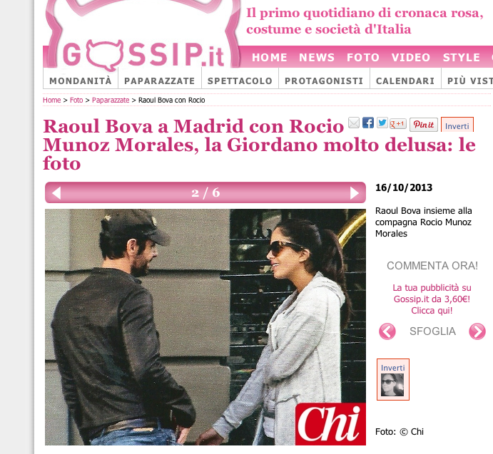 Raoul Bova e Rocío Muñoz Morales insieme a Madrid
