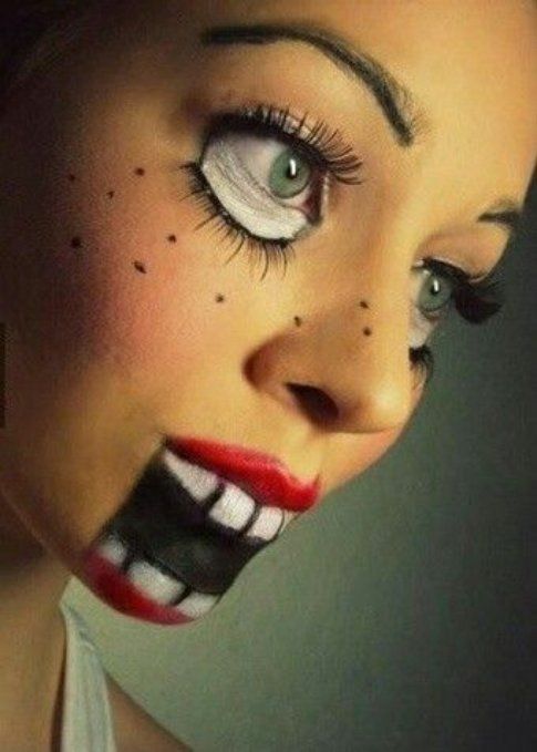 Make-up per Halloween: qualche idea veloce per essere "terrificanti" fonte : Pinterest Creepy Doll