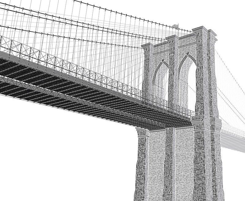 Una stampa tipografica del ponte di Brooklyn
