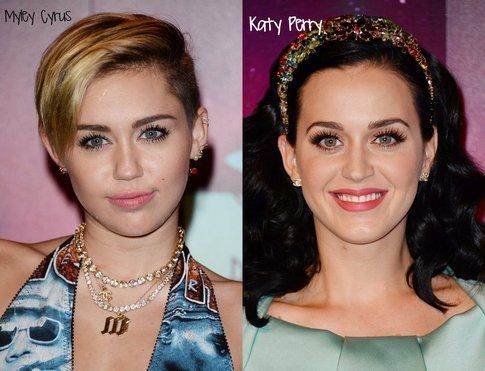 EMA 2013: Make-up TOP e FLOP - Fonte: Miley(Photo by Venturelli/WireImage) e Katy (Photo by Ian Gavan/Getty Images)