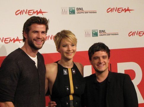 Liam Hemsworth, Jennifer Lawrence e Josh Hutcherson, al Festival di Roma - foto Movieplayer.it