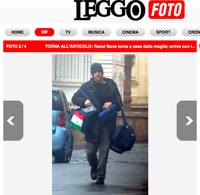Raoul Bova torna a casa dalla moglie e i figli