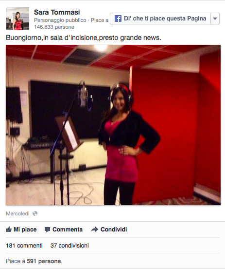 Sara Tommasi: da soubrette a cantante
