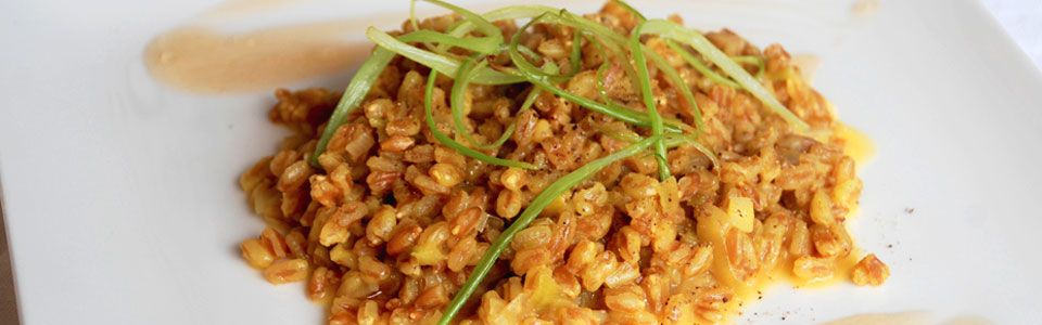 Farro con zafferano porro e birra