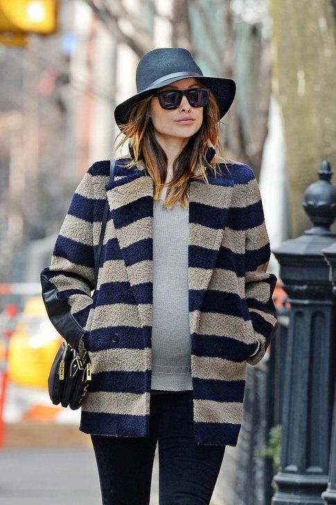 Olivia Wilde indossa il Trudi stripy coat di Max Mara FW 2013