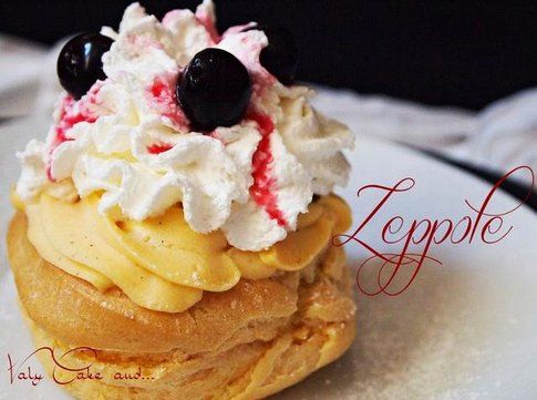 Zeppole con crema e amarene