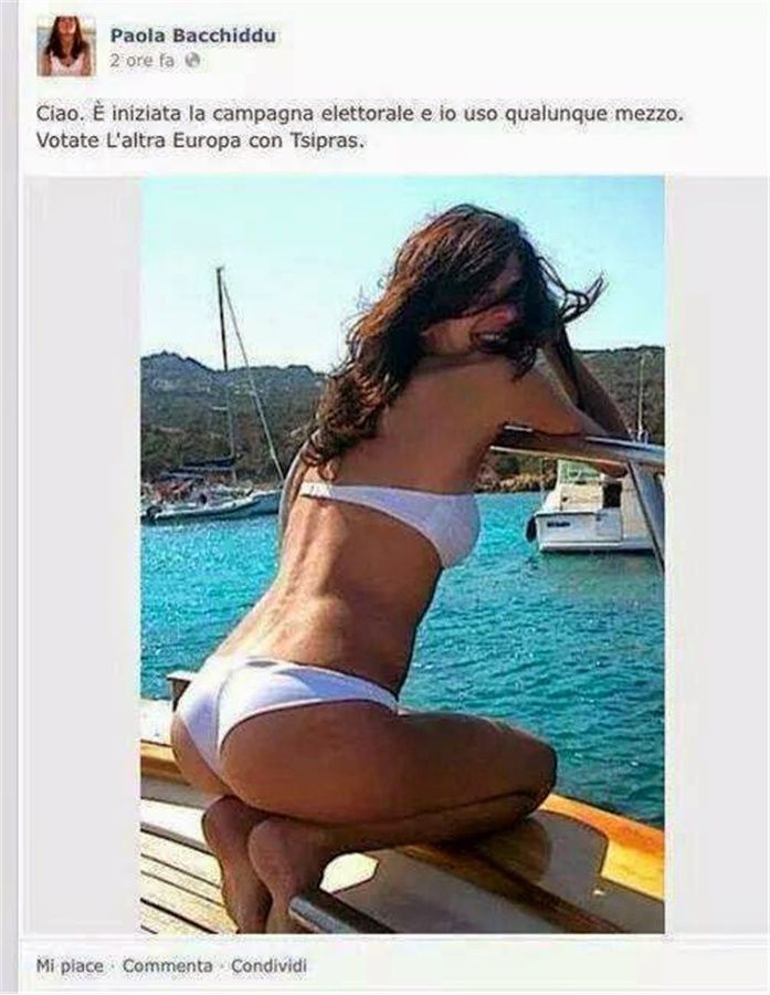 Elezioni europee: Paola Bacchiddu in bikini per ottenere voti