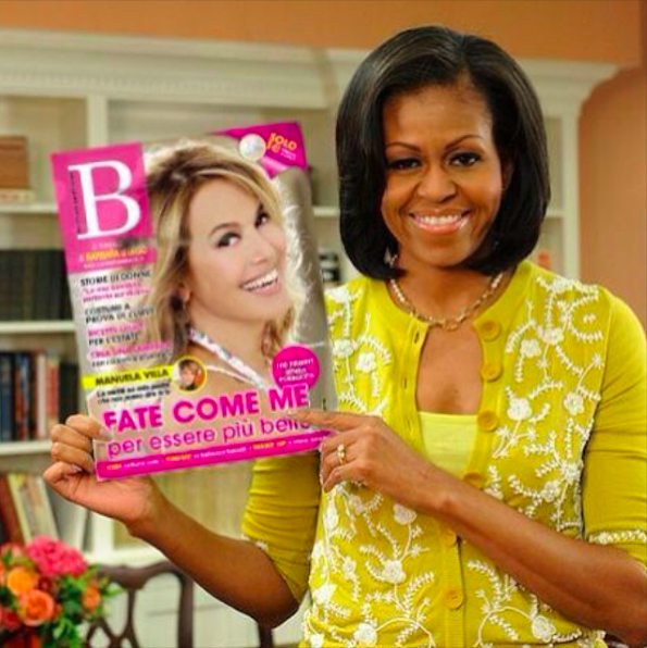 Barbara D'urso, gaffe sul fotomontaggio: confonde Michelle Obama per Oprah Winfrey