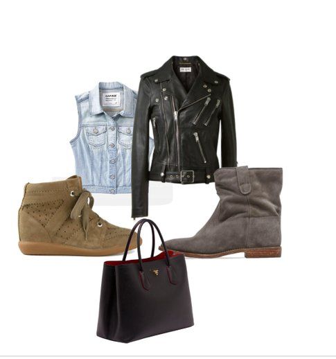 Capispalla, sneakers, stivaletti, chiodo in pelle e shopping bag da acquistare con i saldi e usare tutto l'anno! fonte: Polyvore