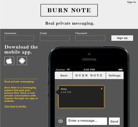 Home page di Burn Note