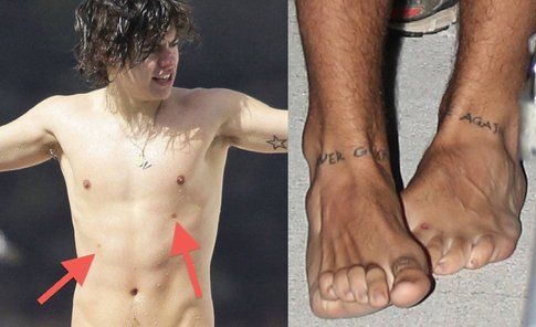 Harry Styles con 4 capezzoli ed il piede storto