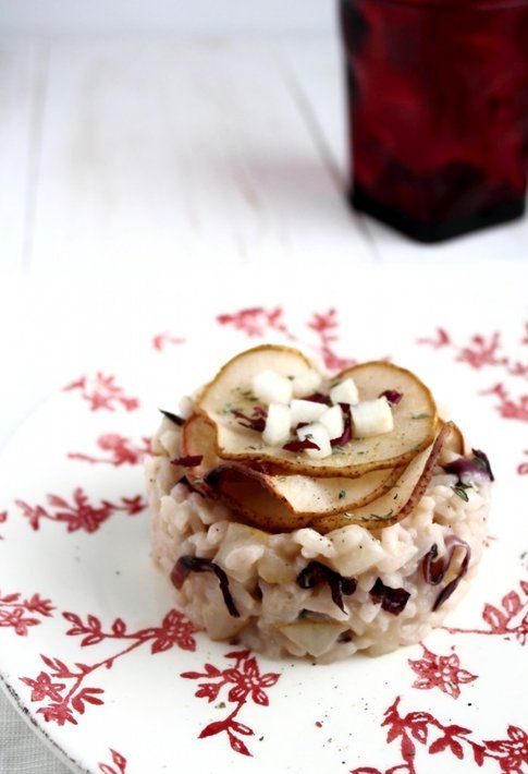 Risotto pere e radicchio. Ricetta e foto dal blog 'Oggi pane e salame, domani...'