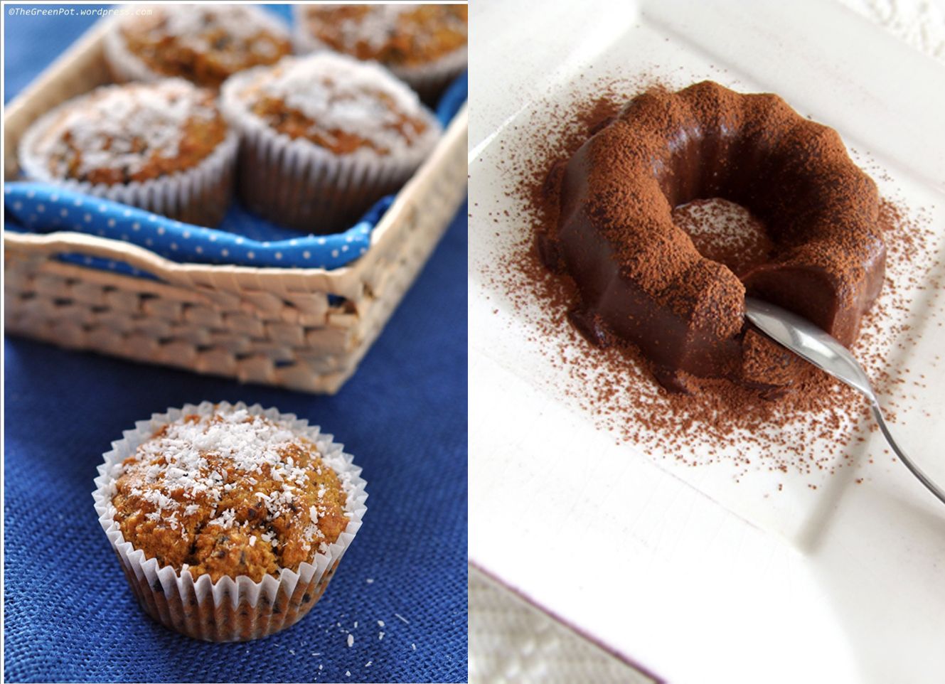 Tortine di carote al cocco e budino vegan al cioccolato