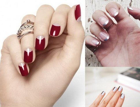 Proposte di moon manicure, french metal e diagonal french