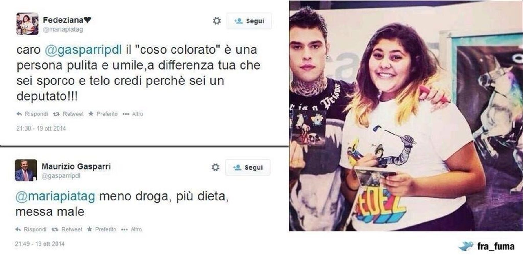 Gasparri insulta una ragazza minorenne per il suo peso!