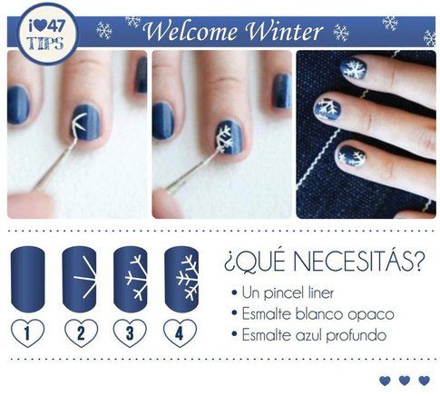 Nail art fiocco di neve - foto Pinterest