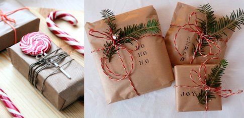 Regali di Natale con carta da pacchi ed alimentare - Fonte Pinterest.com