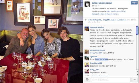 Belen Rodriguez e Stefano De Martino al ristorante con Anna Tatangelo e Gigi D'Alessio