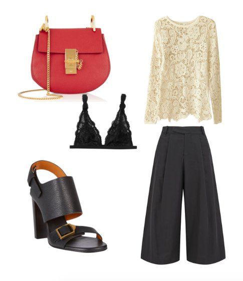 Terzo Look con Culotte, top in pizzo e sandali neri