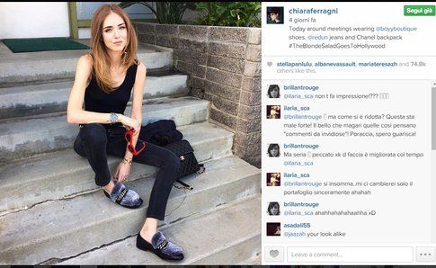 la blogger Chiara Ferragni su Instagram