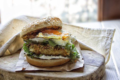 Hamburger di ceci e crema di formaggio