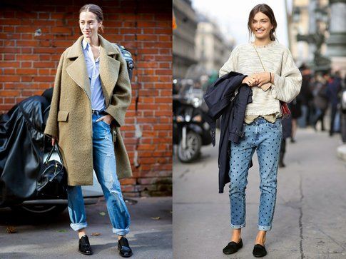 Boyfriend jeans + stringate e mocassini. Foto: WhoWhatWear-Elle