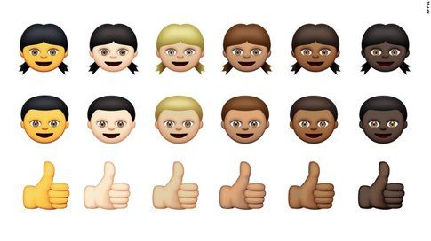 Sei diverse tonalità di pelle per le nuove emoji