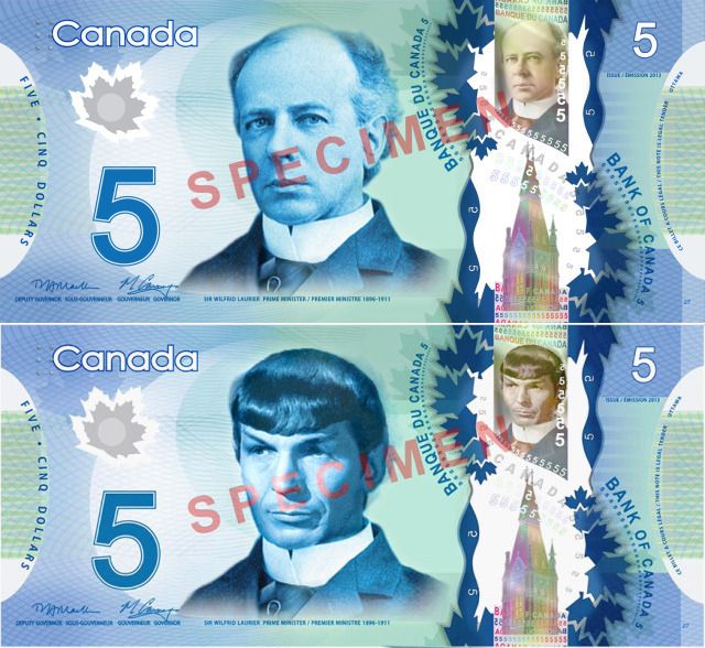 Le nuove banconote canadesi in onore di Spock
